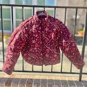Floral Quilted Jacket in Burgundy